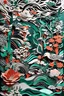 Placeholder: Abstract paper-cut artwork, Ukiyo-e inspired, Intricate paper cuts forming an abstract representation of a traditional Japanese garden, blending with Scandinavian design elements, creating a visually captivating JAPANDI modern ART piece.