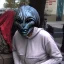 Placeholder: Creepy photo, strange masks, alien, homeless lady