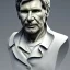 Placeholder: white marble bust of harrison ford, photo realistic, hight definition, 8k