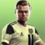 Placeholder: Leonardo DiCaprio in a referee jersey officiating for a soccer match at Wembley Stadium