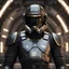 Placeholder: star wars bald male corellian pilot wearing dark gunmetal grey and black First Order special forces TIE pilot armored flightsuit and helmet with gold trim inside the jedi temple, centered head and shoulders portrait, hyperdetailed, dynamic lighting, hyperdetailed background, 8k resolution, volumetric lighting, light skin, fully symmetric details