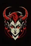 Placeholder: creepy evil androgynous human with a face made out of shoes with demonic horns. Logo style.