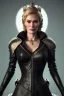 Placeholder: Cersei Lannister as evil queen in black leather, busty, cleavage, curvy, lena headay, angry, stern look. character design by cory loftis, fenghua zhong, ryohei hase, ismail inceoglu and ruan jia. unreal engine 5, artistic lighting, highly detailed, photorealistic, fantasy