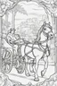 Placeholder: coloring page for kids, HORSE CART, thick outline, low details, no shading, no color