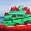 Placeholder: A ship made of watermelons on a rough sea