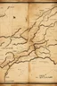 Placeholder: a scan of an ancient Cree Anishinaabe road map, hand drawn been stained and weathered, text is in Cree Syllabic