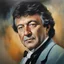 Placeholder: Dr. McCoy, Facial Portrait, dark, multicolored watercolor stained wall in the background, oil painting in the art style of Boris Vallejo, 32k UHD, Hyper realistic, photorealistic, realistic, sharp, highly detailed, professional quality, beautiful, awesome, majestic, superb, trending on artstation