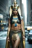 Placeholder: full body Cleopatra, pharaoh makeup, full body shot, written by Orcinus Orca, Ultra detail face in new york city