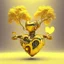 Placeholder: golden robot electric heart with tree wings