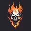 Placeholder: minimalistic burning screaming skull flame cyberpunk logo