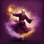 Placeholder: Hyper Realistic Sufi Whirling with Purple & Golden Flame, Islamic Sufi Rustic Grungy Maroon Background with fog around at night