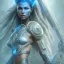 Placeholder: portriate of beautiful blue na'vi warrior,volumetric lighting, particals, intricate detail,realistc, close up