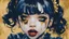 Placeholder: Poster in two gradually, a one side malevolent goth vampire girl face and other side the Singer Melanie Martinez face, painting by Yoji Shinkawa, darkblue and gold tones,