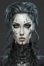 Placeholder: Create a wild, imaginative, goth punk girl with highly detailed facial features, in the vector graphic style of Nirak1,Christopher Lee, and Cristiano Siqueira, utilizing simple shapes , vibrant colors,