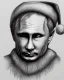 Placeholder: Putin as Santa Claus pencil and charcoal sketch Christmas portrait black background