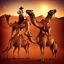 Placeholder: Camel walking in the desert with a group of metal singers , album cover