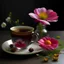 Placeholder: cosmos (flower) and hot tea and gift