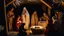 Placeholder: Traditional Christian nativity scene in the stable, baby Jesus in manger, Mary, Joseph, cow, donkey, shepherds, night, holy, beautiful, cozy, high resolution photograph