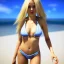 Placeholder: Beautiful woman ble eyes long blond hair in a bikini on a beach, unreal engine, 4k