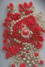 Placeholder: Red flowers and in the middle beautiful pearl beads 2