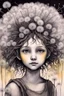 Placeholder: pencil and charcoal sketch of a cute happy little dandelion fairy girl, Mucha inspired emotional nature ephemeral sculptures of Andy Goldsworthy, tiny human form, essence captured as if created by surrealist photographer Noel S Osvald rendered in bright ombre colors, mixed with influences by John Bauer and Tim Burton, faded dark grey background, minimalistic art, with details that reflect advanced rendering techniques that push the drawing's realism even further Modifiers: trending on Artstation