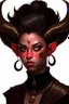 Placeholder: tiefling woman wearing black, she is evil, same face as the uploaded photo