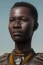 Placeholder: african head portrait, warrior costume, village, meditation, woods, galaxy sky, 8k quality