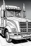 Placeholder: Outline art, no shading, full size truck, black and white, lno shading, ow detail, --ar 9:11