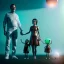 Placeholder: Ultra Realistic classic family portrait, living room. father. mother. daughter. alien pet. Little flying sphere drone. retro futuristic, minimal style, latex dress. smile, happy. highly detailed, concept art, unreal engine 5, ray tracing, RTX, lumen lighting, ultra detail, volumetric lighting, 3d, finely drawn, high definition, high resolution.