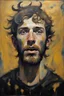 Placeholder: Otherworldly, George Baselitz-John Lowry Morrison painting of young beardy Wesley Wood-Colby Keller Golden dark king want to grab you, Epic Shakesperian murales, paranormal art, avant garde pop surrealism, dark intriguing nightmarish, fantasy, dark, moody, artwork by Gerald brom, bizarre art, abnormal behaviour, surreal, random and thought provoking, pop surrealism, ((art by Francis bacon)), surreal composition, moody vivid dark, flat colour floor, psychological, intriguing, paradoxical Art, Mar