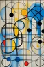 Placeholder: Abstract wet oil painting, ink lines, interlinked circles, mondrian