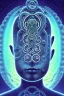 Placeholder: Spiritual being with Tentacles over human Head creating reality around, wrapping Spiral around Human, Psychedelic