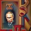 Placeholder: Vladimir Putin with swastika painting art deco