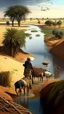 Placeholder: Africa, farming, river and desert, farmers