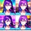 Placeholder: Clear focus, 8k, girl, high quality, detailed, purple hair, eyes closed, beautiful lighting, vibrant colors, smiling