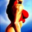 Placeholder: portrait of busty atletic young beautiful Superwoman Boris Vallejo styles