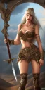 Placeholder: lady warrior with big bobs no top in desert