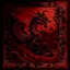 Placeholder: A dark red realm with demonic dragons designed in Navajo woven art painted by Claude Monet