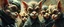 Placeholder: airbrush and pen outline, french art , extreme close up on cheeky fluffy weasel hairy goblin military prison guard troupe news anchor elf family scumbag in the style of Escher and Giger and Fallout 4, pinhole cam, airbrush 3d rendering