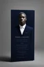 Placeholder: An extremely formal, funeral program for a black man on darkest blue deeply pigmented velvet paper with brilliant, brightest heavy white fonts, simple, minimalistic, less element, very dramatic lighting, detailed, white printers elements,