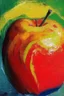 Placeholder: Abstract impasto oil painting of an apple