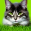 Placeholder: cat rolling around in the grass on a sunny day