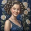 Placeholder: sweet, very fashionable girl, beautiful 20 years old, midnight blue beaded dress, pearl, flowers, light curls, curls, slicked back hair, sweet smile, olive bright eyes, perfect proportions, perfect face, perfect anatomy, perfect hands, sophisticated, backlight , atmospheric, oil painting, pastel pencil, volumetric hyperrealism, over-detailed, photorealistic, professional photography, high quality, clear focus playground