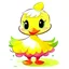 Placeholder: P: real cute chibi cartoon duck wearing a cute little tutu. Colorful.