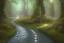 Placeholder:  winding stone path lit river