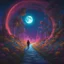 Placeholder: A luminescent Road to the Moon!!!! With a Lonely Man painting of an intricate folk art Neon glow, UV light. fantasy,colorful8k resolution concept art, Greg Rutkowski,SIXMOREVODKA, pastel color, Nighttime Lighting, digital illustration, 4K, Hyperdetailed, Intricate Details, 3D shading, Art of Illusion