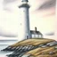 Placeholder: A pastel pencil drawing of Utsira Lighthouse in Norway