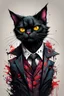 Placeholder: highly detailed full color, caricature concept illustration of a tough Black cat gangster , maximalist, sharp focus, highest resolution, in the styles of Ralph Steadman, Alex Pardee, Denis Forkas , and Masahiro Ito, boldly inked, 8k, coarse, gritty textures