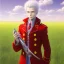 Placeholder: a man in a red coat is standing in a field, concept art by Hiromu Arakawa, featured on pixiv, superflat, official art, anime, 2d