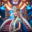 Placeholder: (masterpiece, best quality, 8k, RAW photo, beautiful and aesthetic:1.2), complex detail, Indirect light, photorealistic, (((full body))), 2 Gorgeous Cosmic russian asian goddess smiling, long curved blonde hair, blue eyes, Mixed, sci-fi and traditional russian outfit with white furs and chapka, colorfull Sci-Fi environment